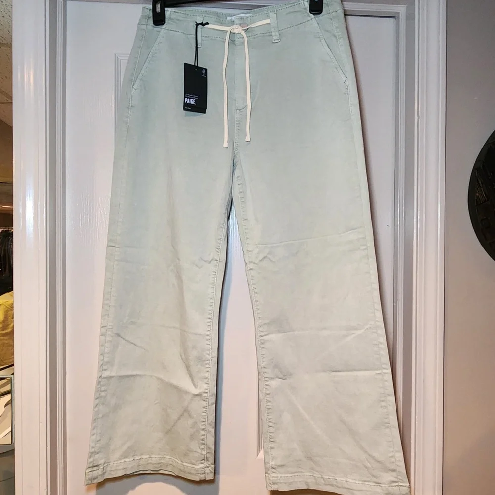 NWT PAIGE Carly High Rise Wide‎ Leg Jeans in Vintage Salty Sea Spring Summer